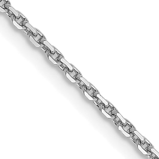 14k White Gold Diamond-Cut Round Open Link Cable Chains - 1.40 mm