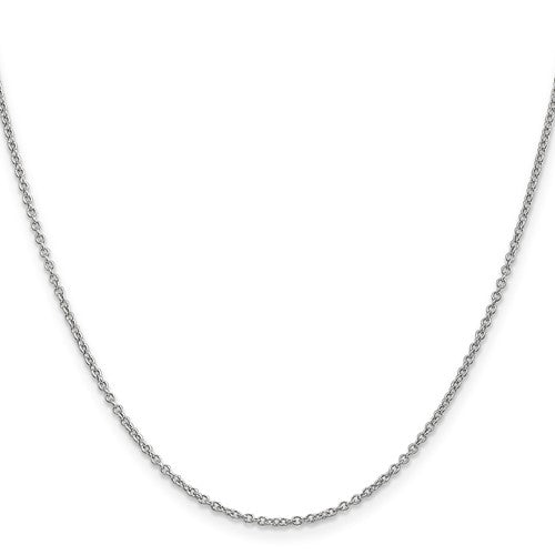 14k White Round Open Link Cable Chain 1.40mm