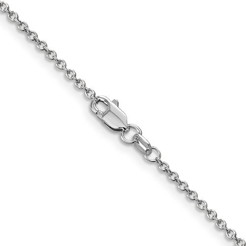 14k White Round Open Link Cable Chain 1.40mm