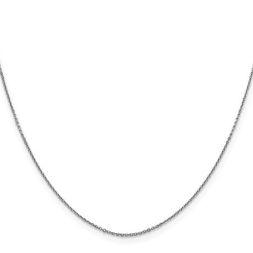 14k White Diamond-Cut Round Open Cable Link Chain - 0.90 mm
