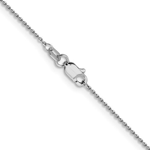14k White Diamond-Cut Round Open Cable Link Chain - 0.90 mm
