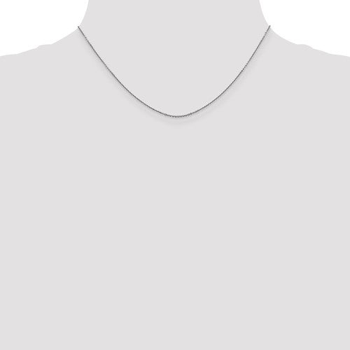 14k White Diamond-Cut Round Open Cable Link Chain - 0.90 mm
