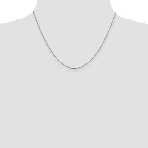14k White Diamond-Cut Round Open Cable Link Chain - 0.90 mm