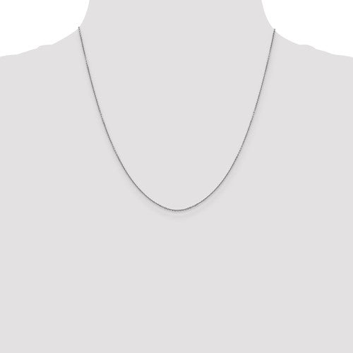 14k White Diamond-Cut Round Open Cable Link Chain - 0.90 mm