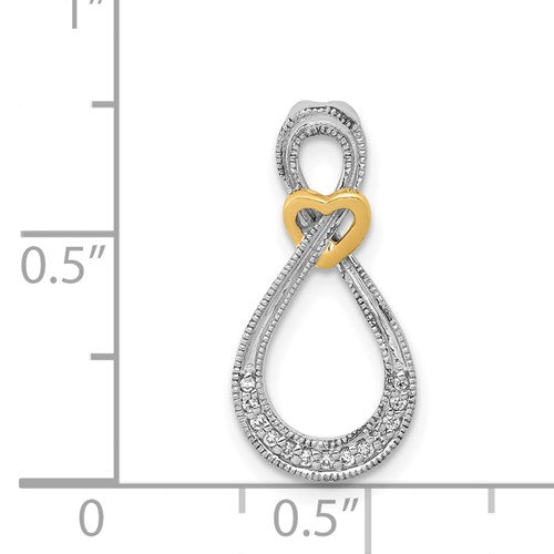 14k Two-tone Diamond Infinity with Heart Chain Slide 0.05 ct. TDW