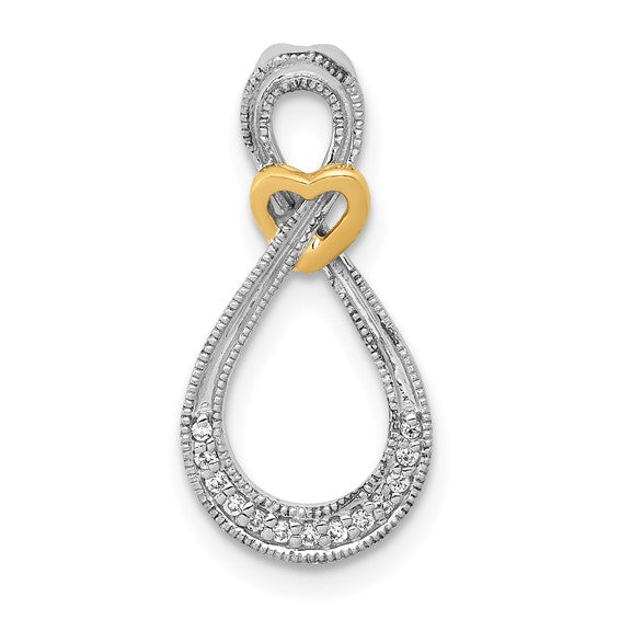 14k Two-tone Diamond Infinity with Heart Chain Slide 0.05 ct. TDW