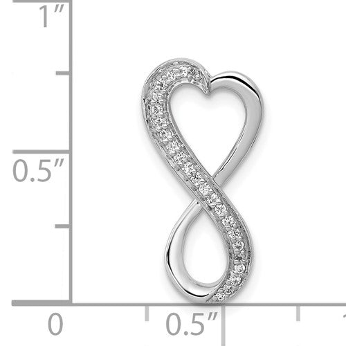 14k White Diamond Infinity Heart Slide Pendant