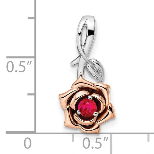 14K Two-Tone Ruby Flower Pendant