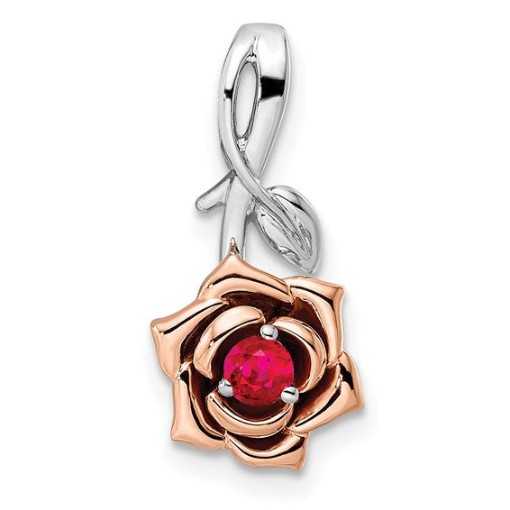 14K Two-Tone Ruby Flower Pendant