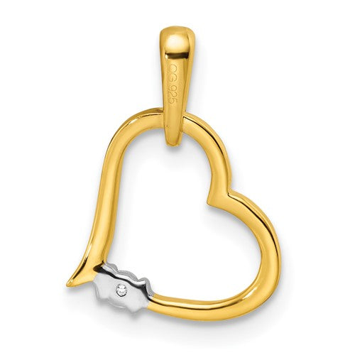 14k Two-tone Diamond Heart Pendant