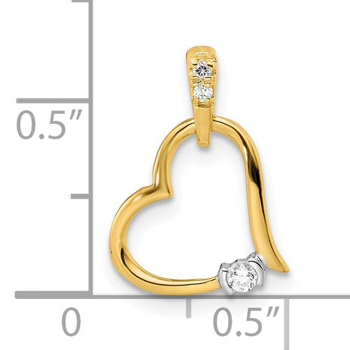 14k Two-tone Diamond Heart Pendant