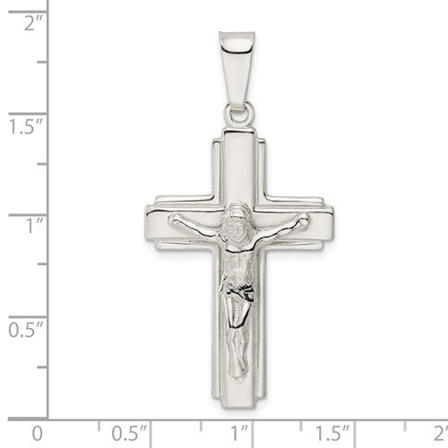 Sterling Silver Solid Flat Back Crucifix Pendant