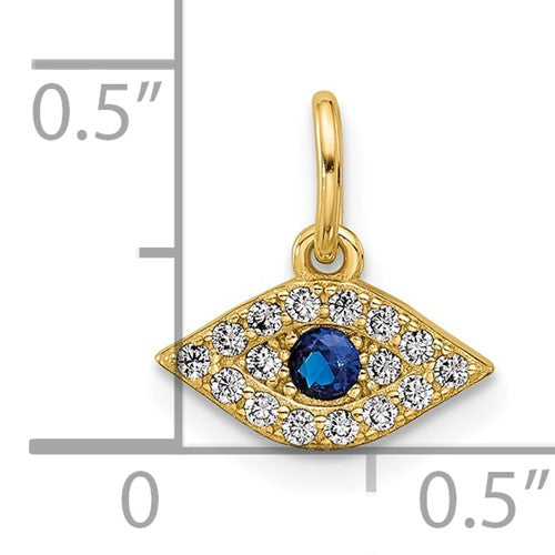 Sterling Silver Gold-Plated CZ Eye Pendant