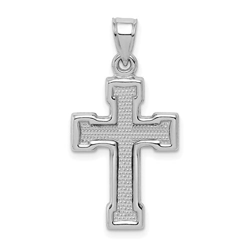 Sterling Silver Rhodium Plated Semi-Solid Crucifix Pendant