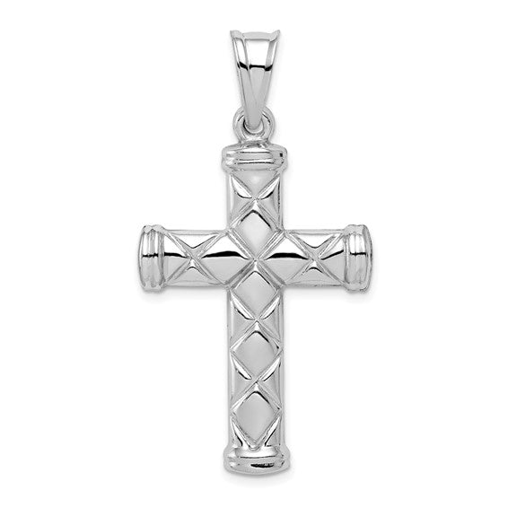 Sterling Silver Rhodium Plated Semi-Solid Cross Pendant