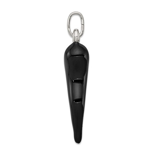 Sterling Silver Black Enamel Rhodium Plated Italian Horn Charm