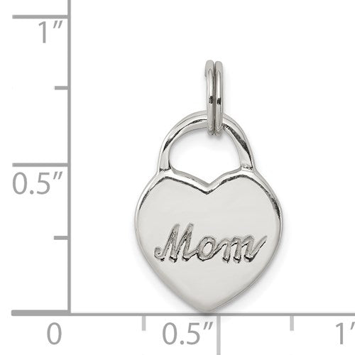 Sterling Silver Mom Heart Charm
