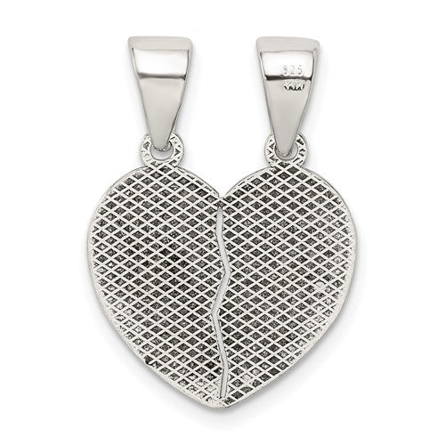 Sterling Silver Antiqued Te Amo Break Apart Heart Charm