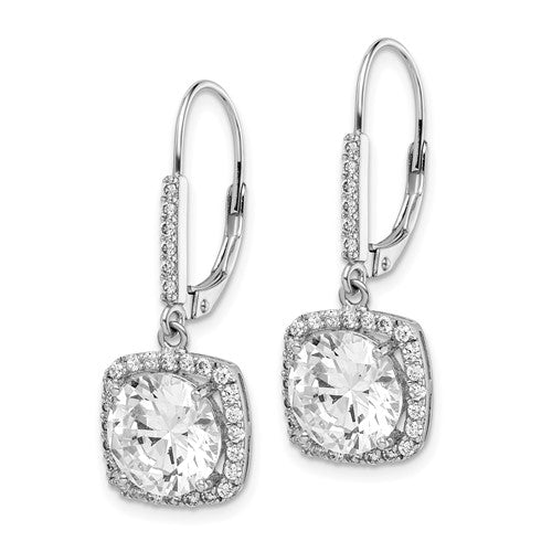 Sterling Silver Rhodium-Plated CZ Dangle Earrings
