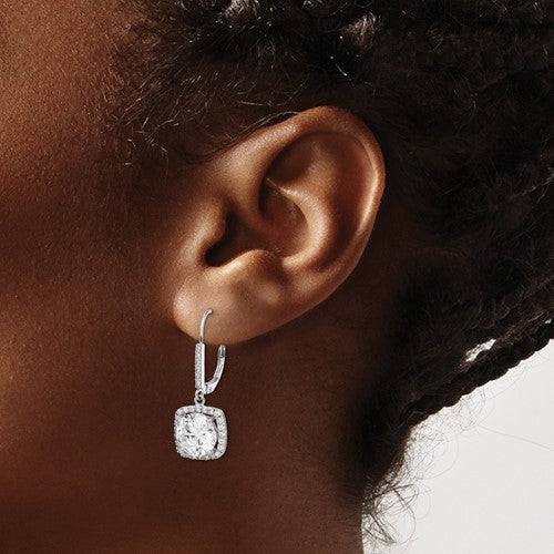 Sterling Silver Rhodium-Plated CZ Dangle Earrings