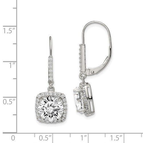 Sterling Silver Rhodium-Plated CZ Dangle Earrings