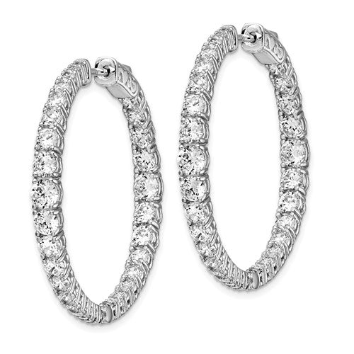 Sterling Silver CZ In/Out Hoop Earrings