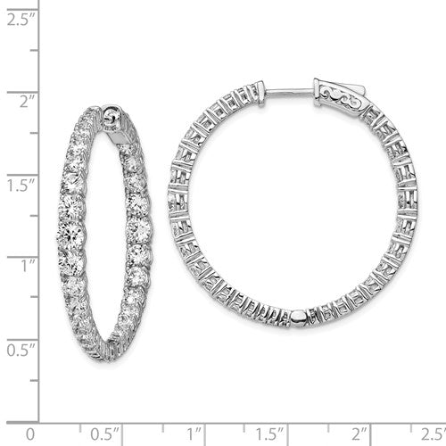 Sterling Silver CZ In/Out Hoop Earrings