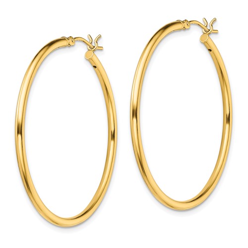 Sterling Silver Gold-Plated 2 mm Round Hoop Earrings - 40 mm