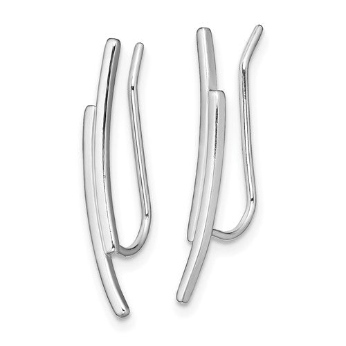Sterling Silver Rhodium-Plated Ear Climber Earrings