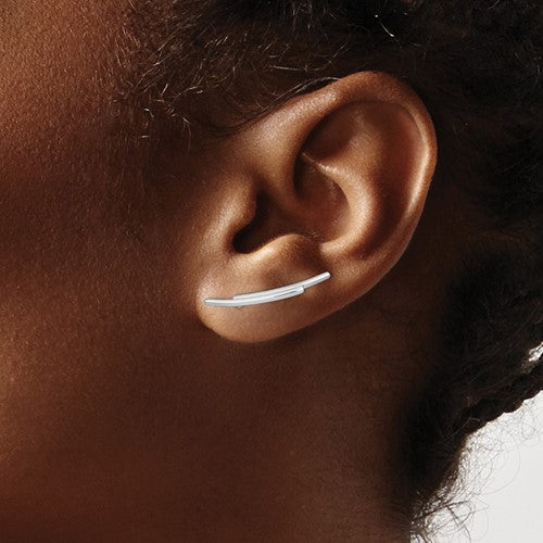 Sterling Silver Rhodium-Plated Ear Climber Earrings