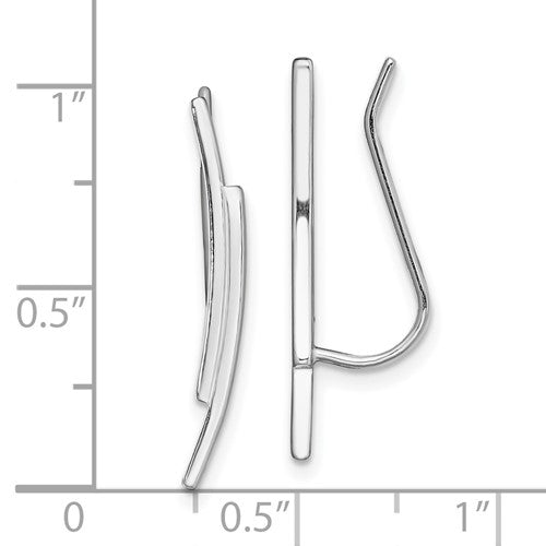 Sterling Silver Rhodium-Plated Ear Climber Earrings
