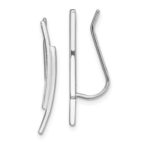 Sterling Silver Rhodium-Plated Ear Climber Earrings