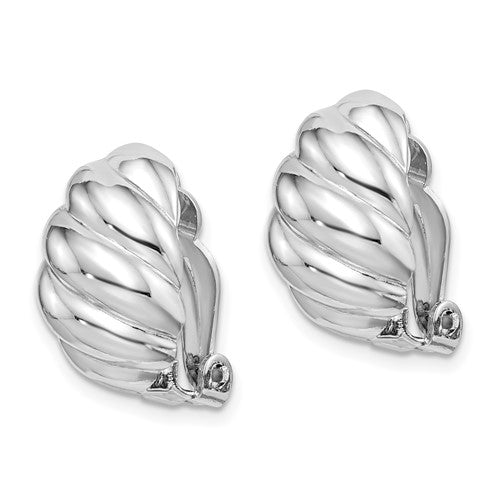 Sterling Silver Scalloped Oval Clip-On Non-Pierced Earrings