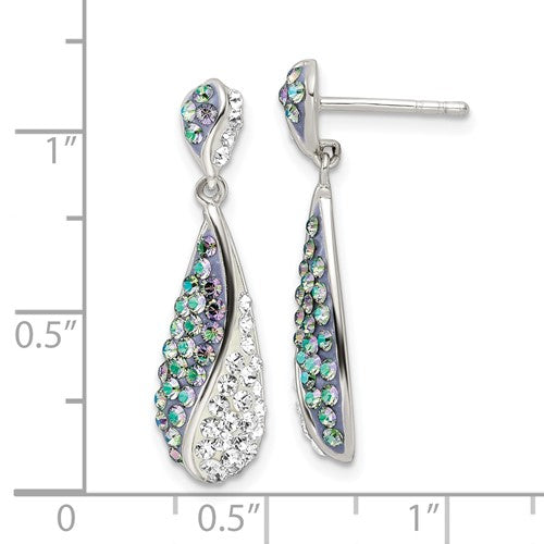 Sterling Silver Crystal Teardrop Post Earrings
