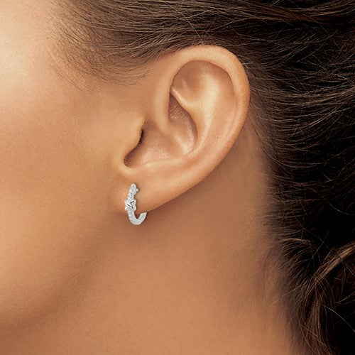 Sterling Silver CZ Huggie Earrings 11.8 mm x 14.6 mm