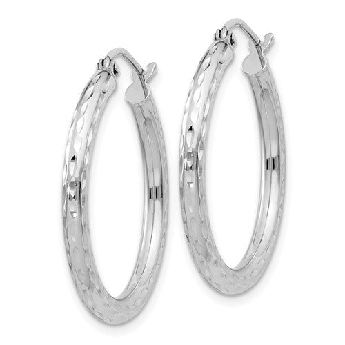 Sterling Silver Diamond-Cut Hoop Earrings - 27 mm