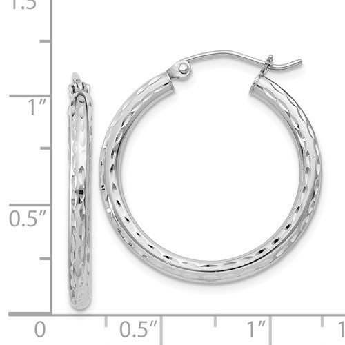 Sterling Silver Diamond-Cut Hoop Earrings - 27 mm