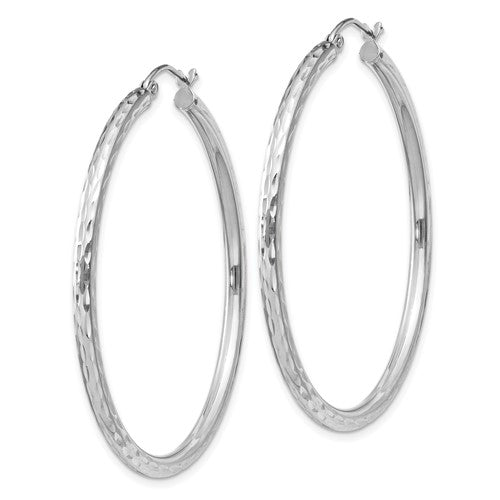 Sterling Silver Diamond-Cut Hoop Earrings - 46 mm