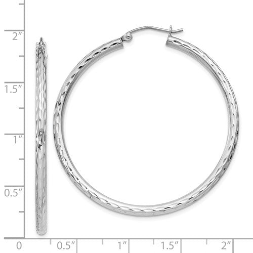 Sterling Silver Diamond-Cut Hoop Earrings - 46 mm