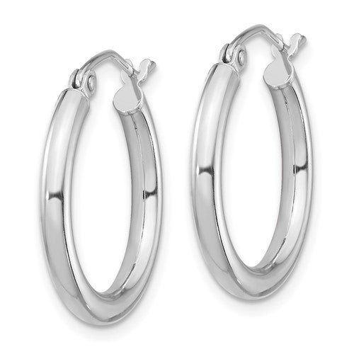Sterling Silver Rhodium-Plated 2.5 mm Round Hoop Earrings - 22 mm