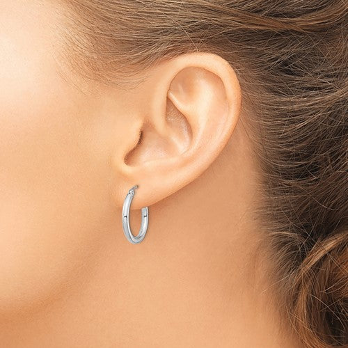 Sterling Silver Rhodium-Plated 2.5 mm Round Hoop Earrings - 22 mm