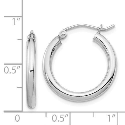 Sterling Silver Rhodium-Plated 2.5 mm Round Hoop Earrings - 22 mm
