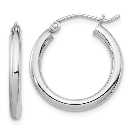 Sterling Silver Rhodium-Plated 2.5 mm Round Hoop Earrings - 22 mm