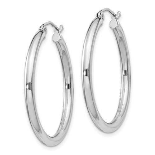 Sterling Silver Rhodium-Plated 2.5 mm Round Hoop Earrings - 31 mm