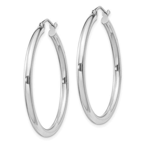 Sterling Silver Rhodium-Plated 2.5 mm Round Hoop Earrings - 36 mm
