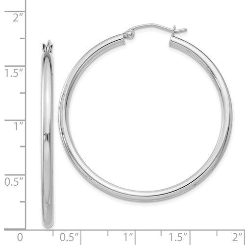 Sterling Silver Rhodium-Plated 2.5 mm Round Hoop Earrings - 42 mm