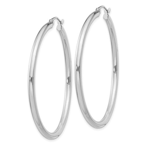 Sterling Silver Rhodium-Plated 2.5 mm Round Hoop Earrings - 47 mm