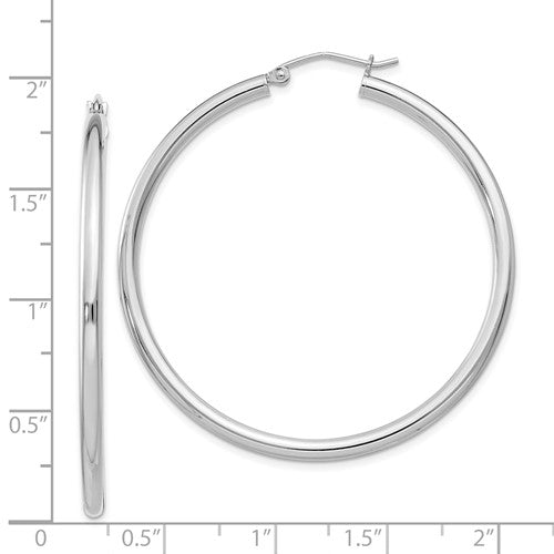 Sterling Silver Rhodium-Plated 2.5 mm Round Hoop Earrings - 47 mm