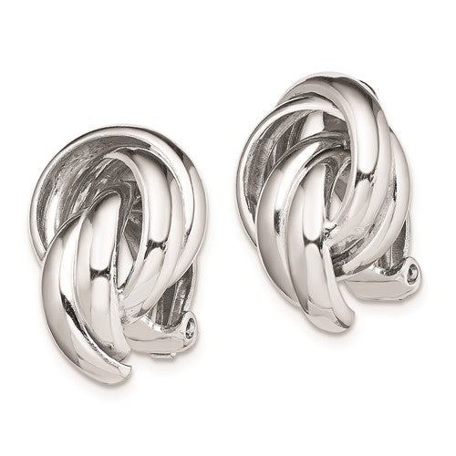 Sterling Silver Knot Design Clip-On Non-Pierced Earrings