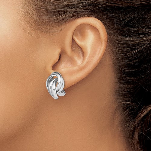 Sterling Silver Knot Design Clip-On Non-Pierced Earrings